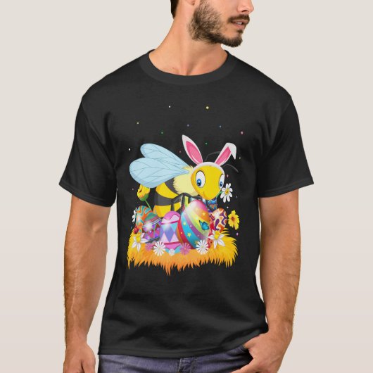 イースターおもしろい卵かわいいハチの復活祭の日曜日 Tシャツ (正面)