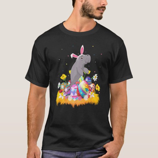 イースターおもしろい卵かわいいマナティー復活祭の日曜日 Tシャツ (正面)