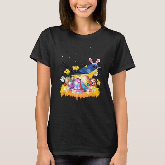 イースターおもしろい卵かわいい東ブルーバードイースターサン Tシャツ (正面)