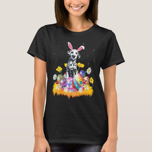 イースターおもしろい卵ダルマチア犬イースター日曜日 Tシャツ (正面)