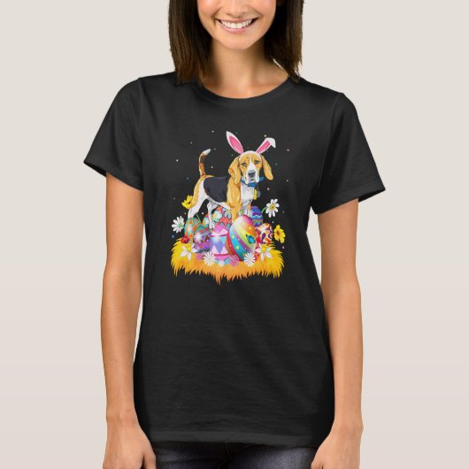 イースターおもしろい卵ビーグル犬イースター日曜日 Tシャツ (正面)