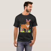 イースターおもしろい卵狩りラフCollie犬イースターS Tシャツ (正面フル)