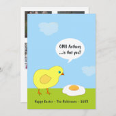 イースターおもしろい家族写真集の挨拶 シーズンカード (正面/裏面)