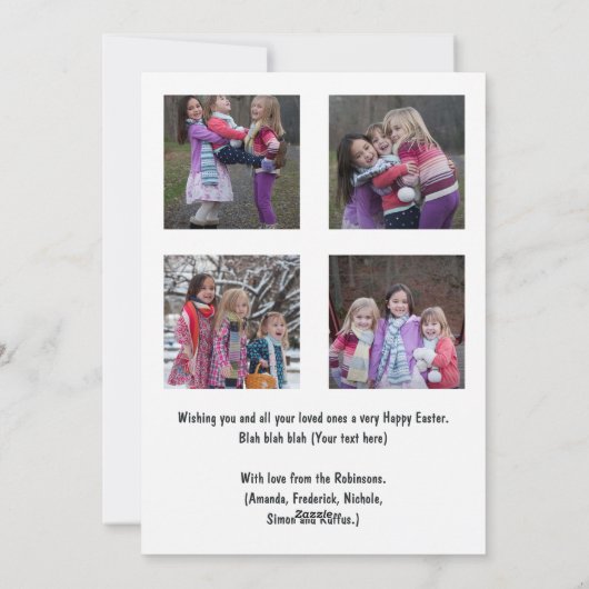 イースターおもしろい家族写真集の挨拶 シーズンカード (裏面)
