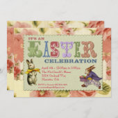 イースターお洒落なパーティの招待状 招待状 (正面/裏面)
