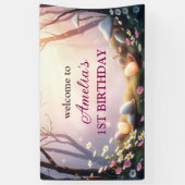 イースターお洒落をテーマにした最初の誕生日のウェルカムサイン 横断幕 (縦)