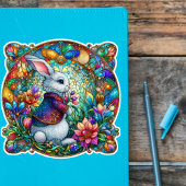 イースターお洒落ウサギのステンドグラス シール