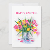 イースターお洒落エッグとチューリップ 招待状 (裏面)