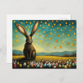 イースターお洒落エッグバニーハッピーホリデー シーズンポストカード (正面/裏面)