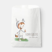 イースターお洒落キッドin卵狩り図解入りの、写真付きの フェイバーバッグ (正面)