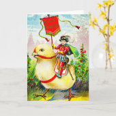 イースターお洒落グリーティング:ジャイアントシックのライダー カード (黄色い花)