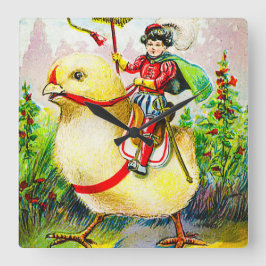 イースターお洒落グリーティング：ジャイアントシックのライダー スクエア壁時計