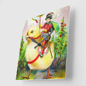 イースターお洒落グリーティング:ジャイアントシックのライダー スクエア壁時計 (傾斜)