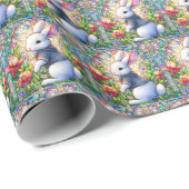 イースターお洒落ステンカラフルドグラスバニー ラッピングペーパー (ロールコーナー)