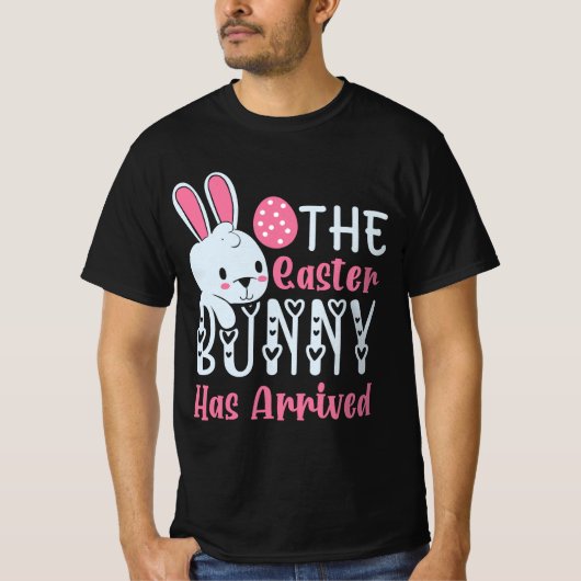 イースターお洒落バニーがデザインに到着 Tシャツ (正面)