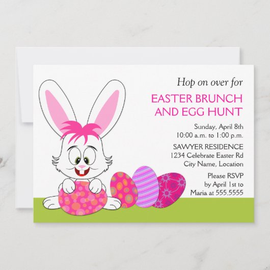 イースターお洒落バニーとエッグスパーティー 招待状 (正面)