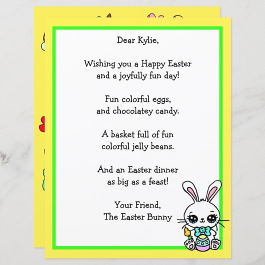 イースターお洒落バニーと詩キッズレターゲーム (正面/裏面)