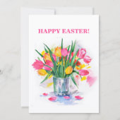 イースターお洒落バニーエッグチューリップ招待状 招待状 (裏面)