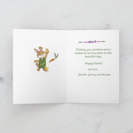 イースターお洒落バニーチキンカスタムメッセージ シーズンカード (内部)