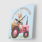イースターお洒落バニーファームヴィンテージトラクター スクエア壁時計 (傾斜)