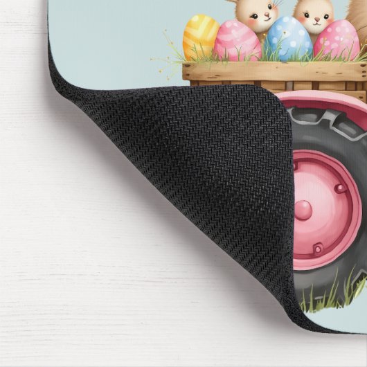 イースターお洒落バニーファームヴィンテージトラクター マウスパッド (コーナー)