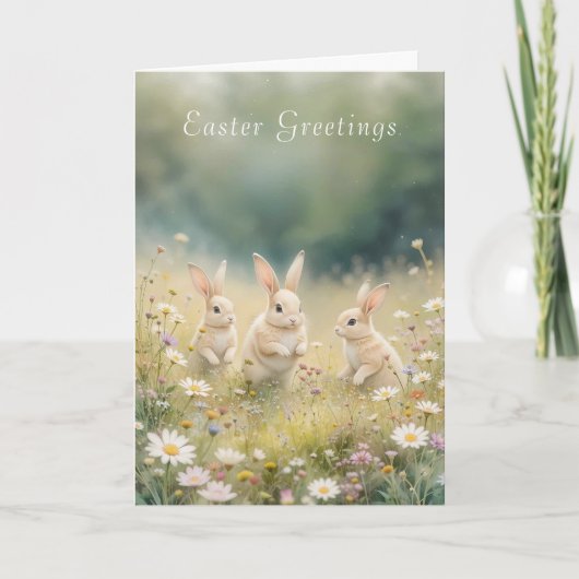 イースターお洒落メドウスプリングタイムバニー シーズンカード (正面)