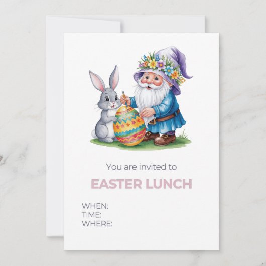 イースターお洒落卵狩り：水彩バニーとGn 招待状 (正面)