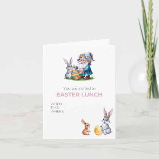 イースターお洒落卵狩り：水彩バニーとGn 招待状 (正面)