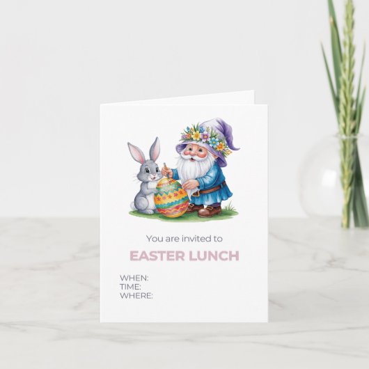 イースターお洒落卵狩り：水彩バニーとGn 招待状 (正面)