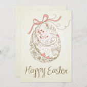 イースターお洒落卵 |ヴィンテージフラットイースターカード シーズンカード (正面/裏面)