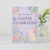 イースターお祝いの招待状 | パステルうさぎ 招待状 (スタンド正面)