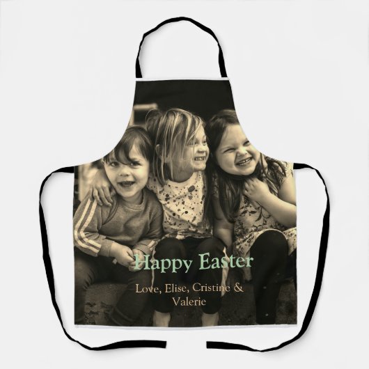 イースターお祝い追加QRフォトハッピーイースター エプロン (正面)