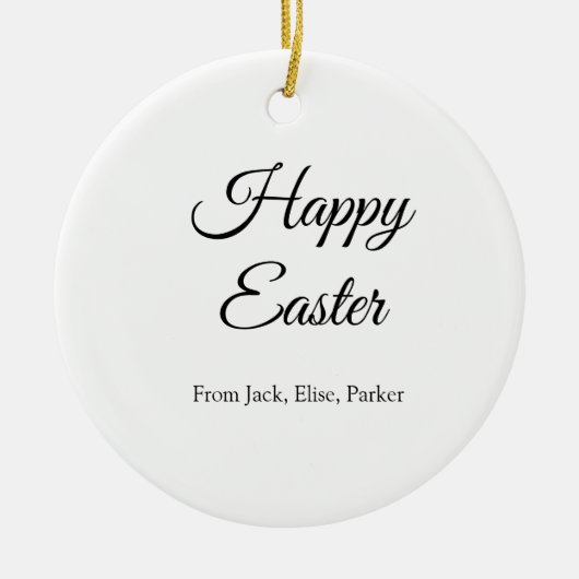 イースターお祝い追加QRフォトハッピーイースター セラミックオーナメント (正面)