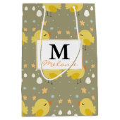 イースターかわいいひよこおよび小さい卵パターン ミディアムペーパーバッグ (正面)