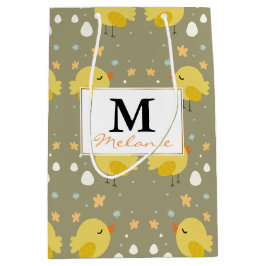 イースターかわいいひよこおよび小さい卵パターン ミディアムペーパーバッグ