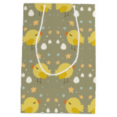 イースターかわいいひよこおよび小さい卵パターン ミディアムペーパーバッグ (裏面)