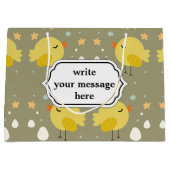 イースターかわいいひよこおよび小さい卵パターン ラージペーパーバッグ (正面)