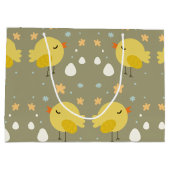 イースターかわいいひよこおよび小さい卵パターン ラージペーパーバッグ (裏面)