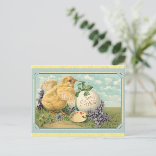 イースターかわいいヴィンテージ絵画シックの卵 ポストカード (スタンド正面)