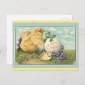 イースターかわいいヴィンテージ絵画シックの卵 ポストカード (正面/裏面)