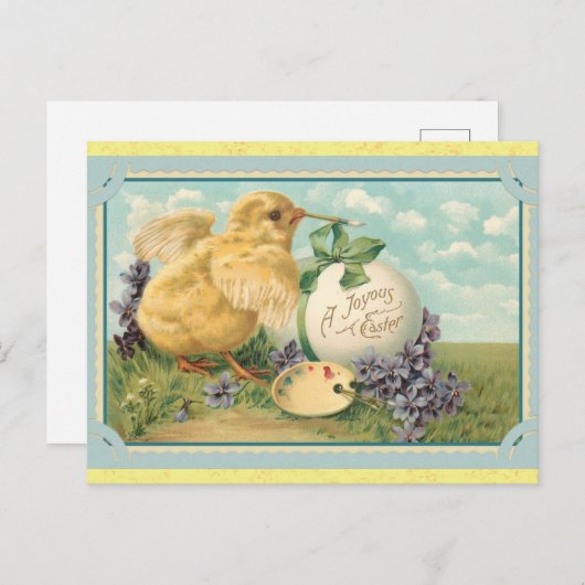 イースターかわいいヴィンテージ絵画シックの卵 ポストカード (正面/裏面)