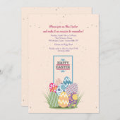 イースターかわいらしエッグ招待状 招待状 (正面/裏面)