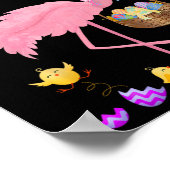 イースターかわいらしバスケットイースターとイースターフラミンゴ ポスター (角)