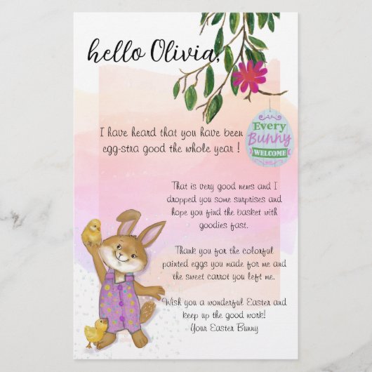 イースターかわいらしバニーからのピンク文字 (正面)