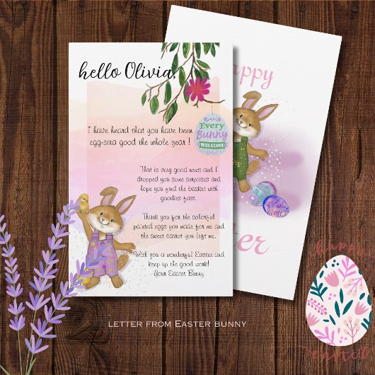 イースターかわいらしバニーからのピンク文字