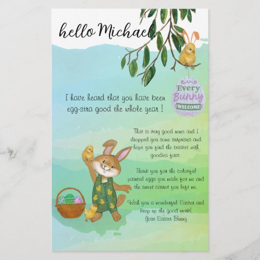 イースターかわいらしバニーからのブルーレター (正面)