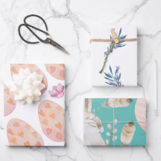 イースターかわいらしバニーと卵 ラッピングペーパーシート