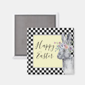 イースターかわいらしラビットチェッカーボード マグネット (正面/裏面)