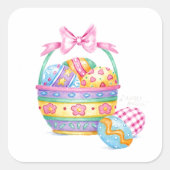 イースターかわいらしリトルイースターバスケットシール スクエアシール (正面)
