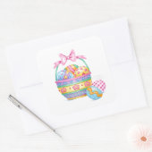 イースターかわいらしリトルイースターバスケットシール スクエアシール (封筒)